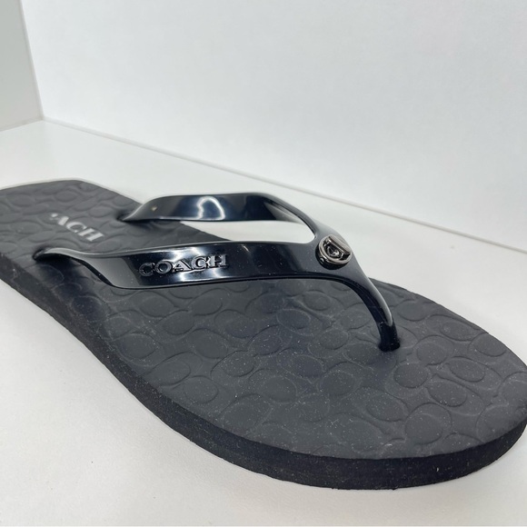 Coach Abbigail Flip Flops Turnlock Logo Thong Rubber Sandals Size 9 vacation - Picture 3 of 8
